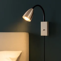 Applique da comodino camera da letto nichel opaco luce orientabile