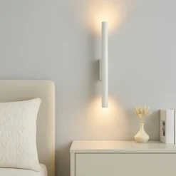 Applique da comodino camera da letto cilindro bianco