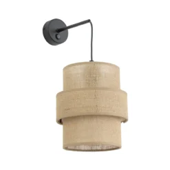 Applique da comodino con interruttore paralume in iuta per camera da letto