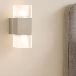Applique da comodino con interruttore grigio cubi vetro led fp