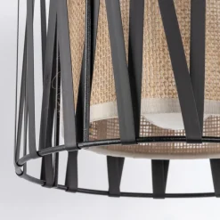 Applique da comodino in tessuto sabbia nero intrecciato per camera da letto