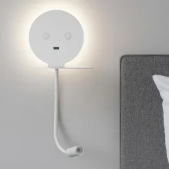 Applique da comodino led 3000k orientabile presa usb bianco
