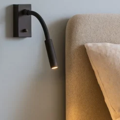 Applique da comodino nera per camera da letto led 3w 3000k orientabile