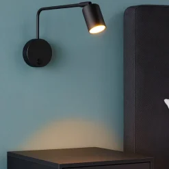 Applique da comodino nero braccio orientabile per camera da letto