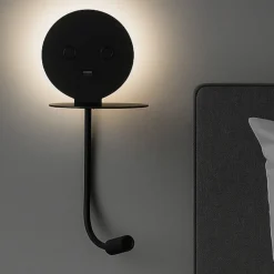 Applique da comodino nero luce orientabile presa usb