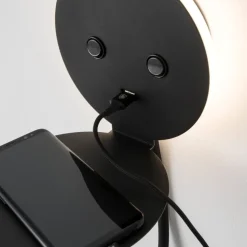 Applique da comodino nero luce orientabile presa usb