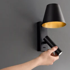 Applique da comodino nero oro per camera da letto reverse perenz