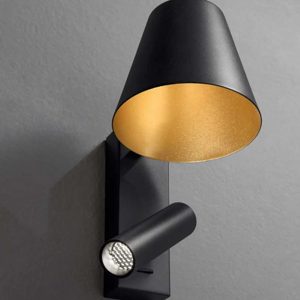 Applique da comodino nero oro per camera da letto reverse perenz