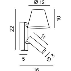 Applique da comodino nero oro per camera da letto reverse perenz