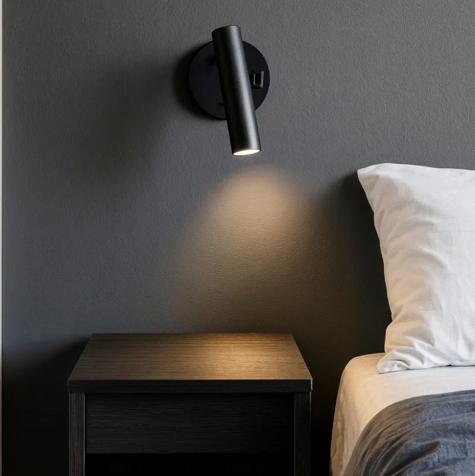 Applique da comodino orientabile nera led 2w 3000k 4000k vivida betu