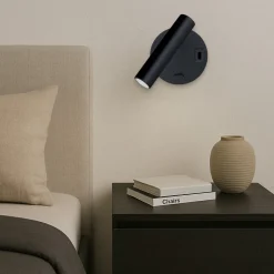 Applique da comodino orientabile nera led 2w 3000k 4000k vivida betu