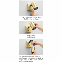 Applique da comodino orientabile con interruttore ottone ooro