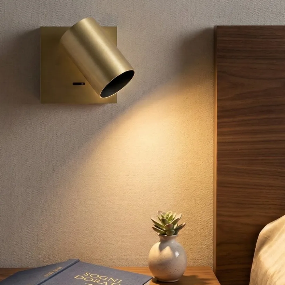 Applique da comodino orientabile con interruttore ottone ooro