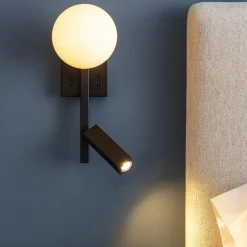 Applique da comodino orientabile nero per camera da letto moderna