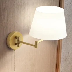 Applique da comodino oro crane perenz con paralume per camera da letto