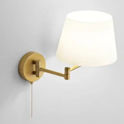 Applique da comodino oro crane perenz con paralume per camera da letto