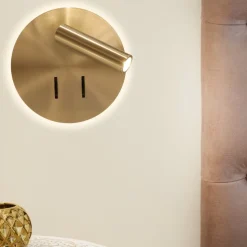 Applique da comodino oro tondo per camera da letto