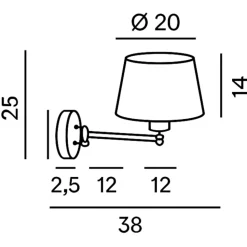 Applique da comodino per camera da letto marrone con paralume crane perenz