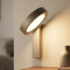 Applique da comodino vivida noxs sabbia orientabile led cct dimmerabile presa usb