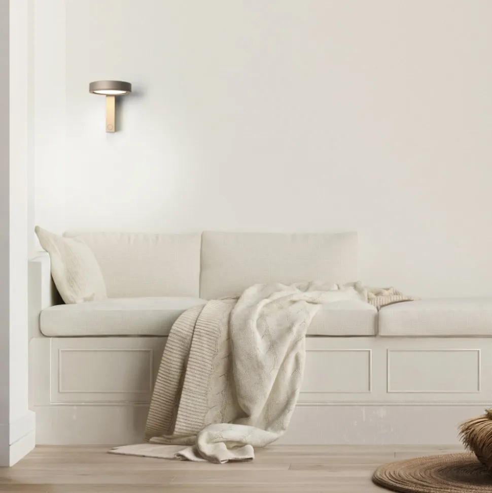 Applique da comodino vivida noxs sabbia orientabile led cct dimmerabile presa usb