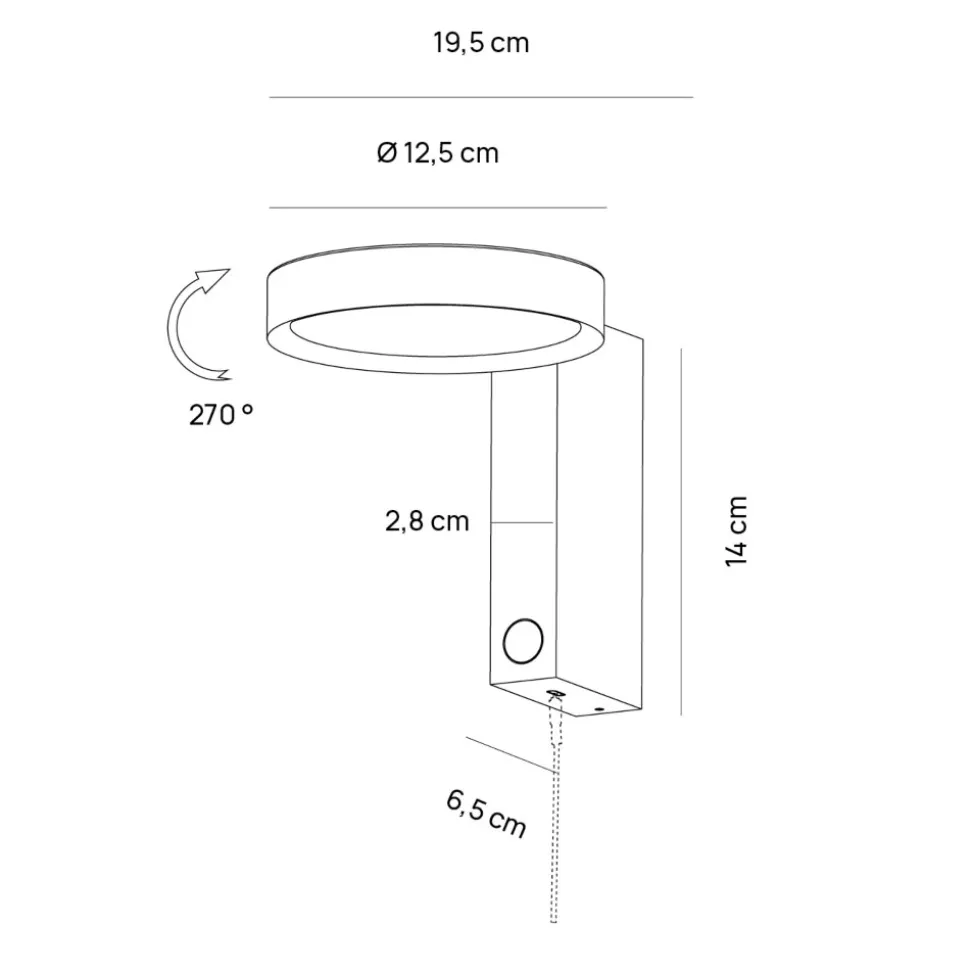 Applique da comodino vivida noxs sabbia orientabile led cct dimmerabile presa usb