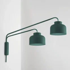 Applique da parete a due luci orientabili dimmerabile con telecomando vivida bottone petrolio