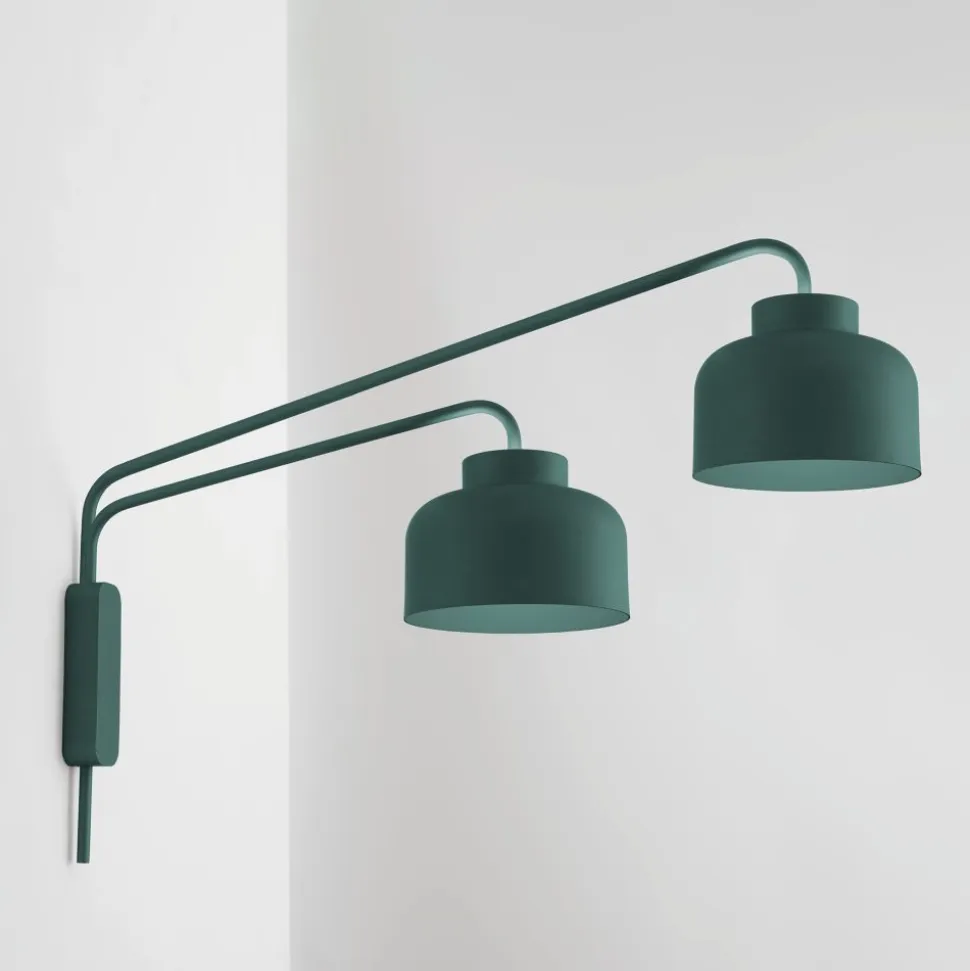 Applique da parete a due luci orientabili dimmerabile con telecomando vivida bottone petrolio