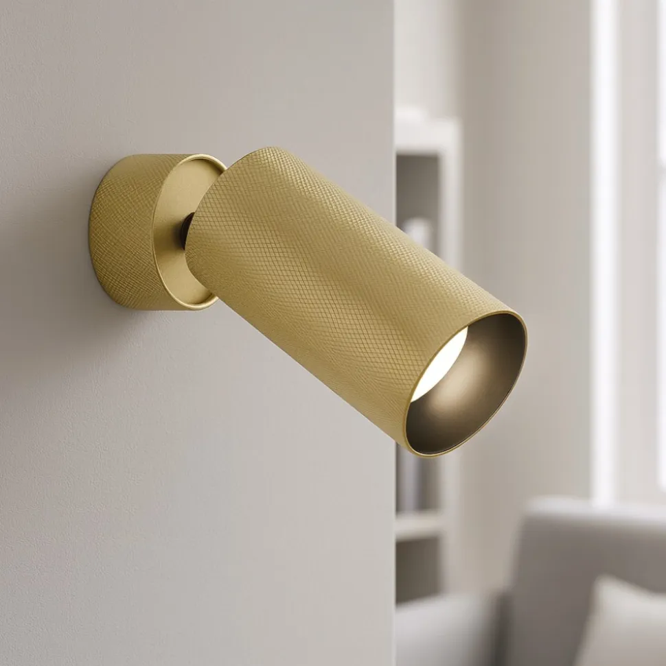 Applique da parete cilindro orientabile oro nero maytoni focus