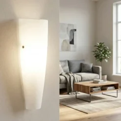 Applique da parete in vetro bianco moderna fabas luce dedalo