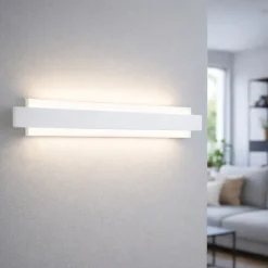 Applique da parete in vetro bianco moderna led 21w 3000k fabas regolo
