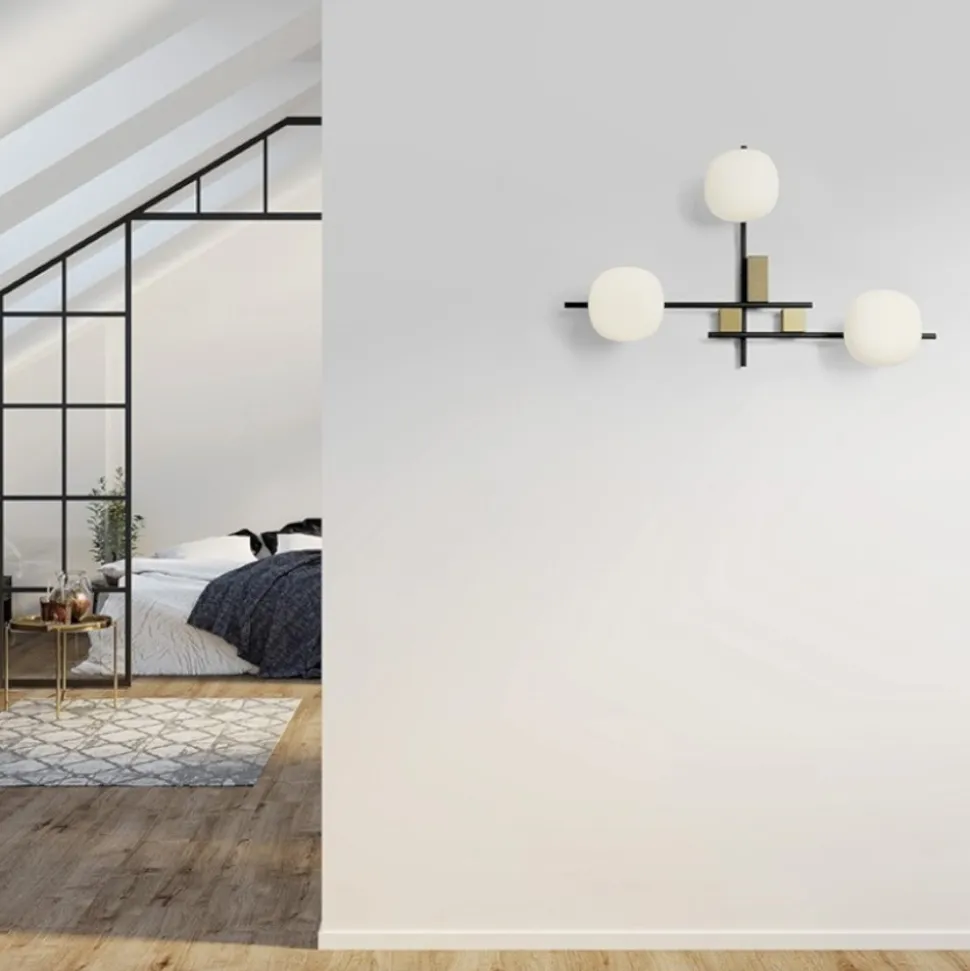 Applique da parete miloox lingotto moderna nero oro