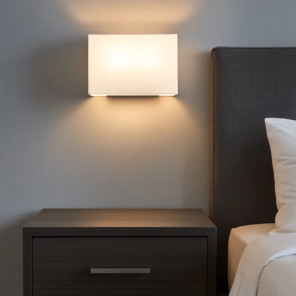 Applique da parete rettangolare tessuto bianco para hotel perenz