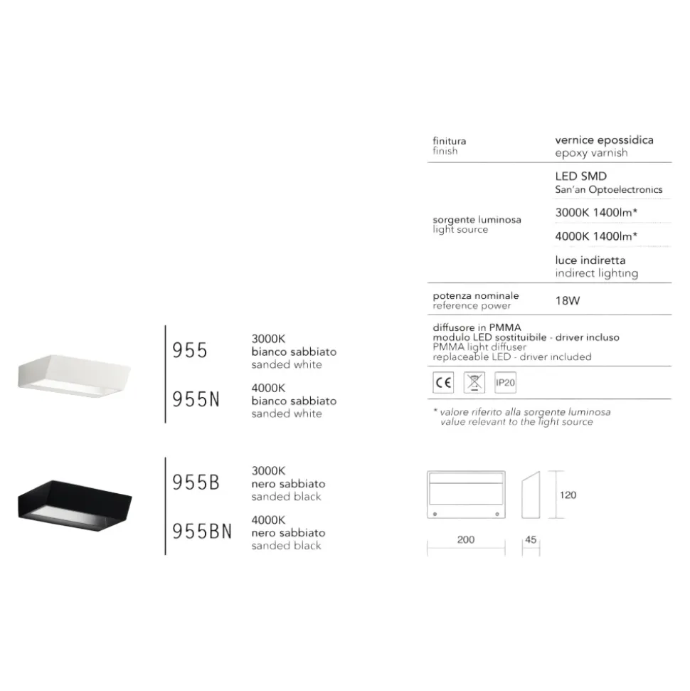Applique design moderna led 18w 3000k bianca isyluce