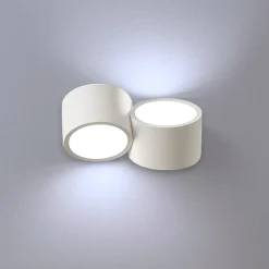 Applique di gesso bianco due luci rotonde sforzin nasso