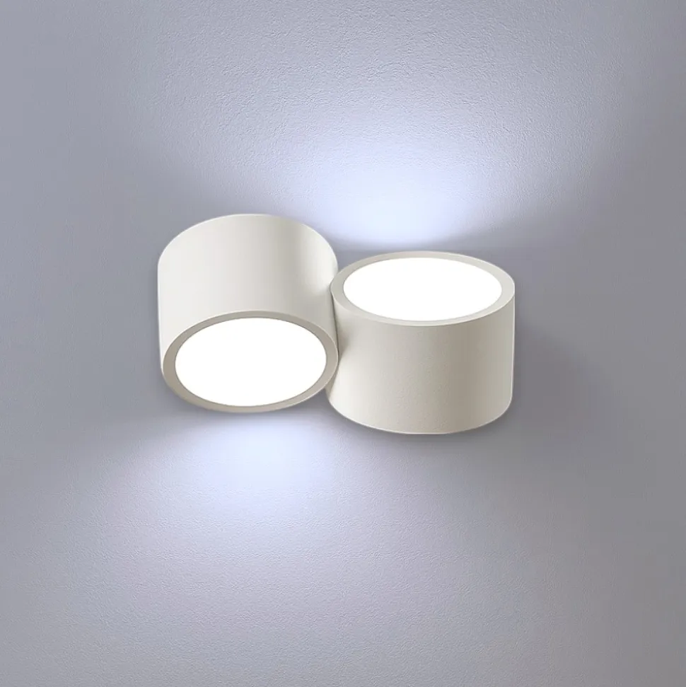 Applique di gesso bianco due luci rotonde sforzin nasso
