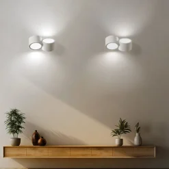 Applique di gesso bianco due luci rotonde sforzin nasso