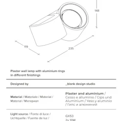 Applique di gesso bianco due luci rotonde sforzin nasso
