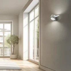 Applique di gesso bianco due luci rotonde sforzin nasso