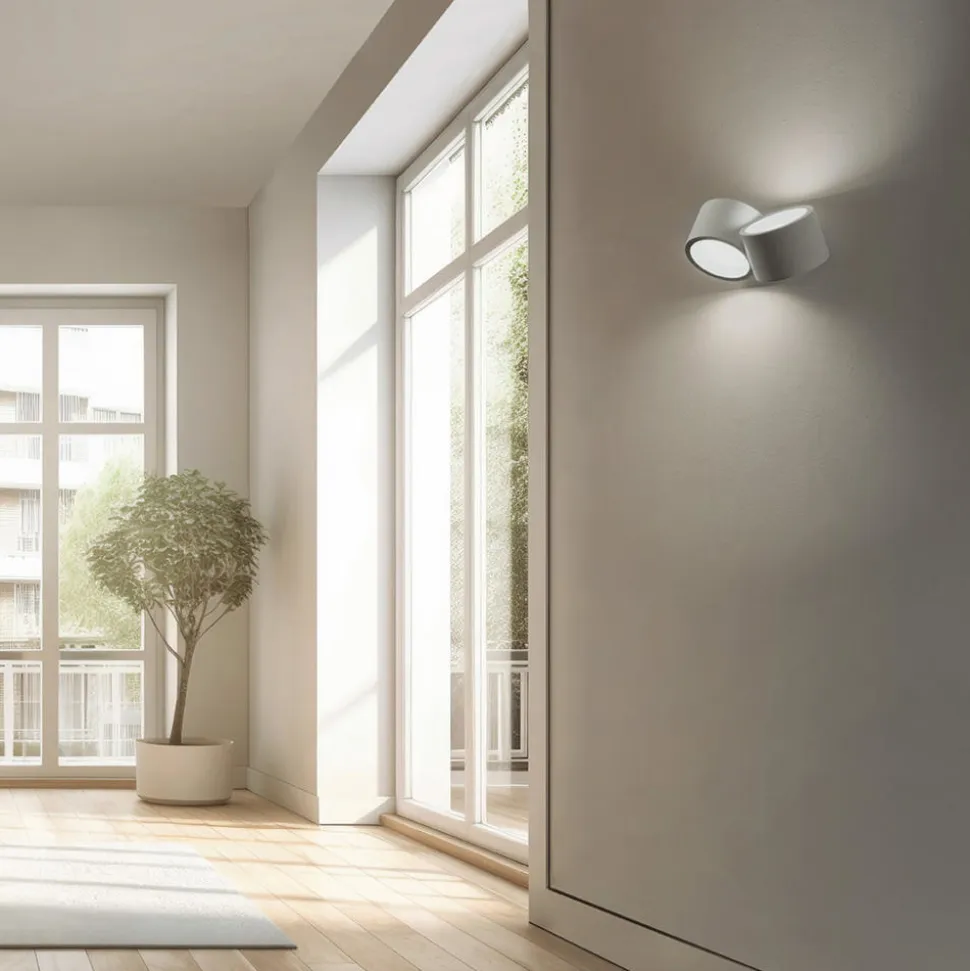 Applique di gesso bianco due luci rotonde sforzin nasso