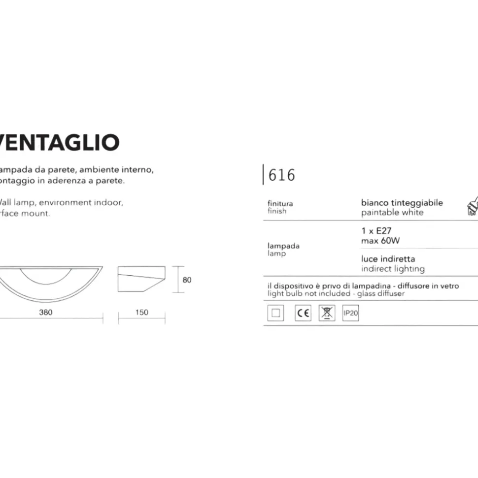 Applique di gesso isyluce bianca per interni
