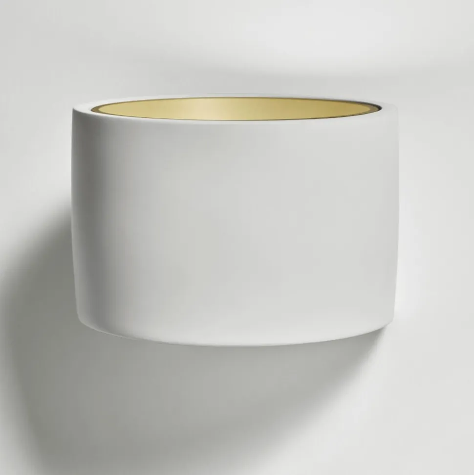 Applique di gesso rotonda bianco oro nasso sforzin