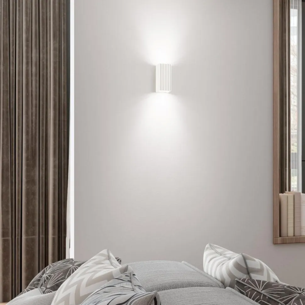 Applique di gesso squadrato bianco rigato isyluce gypsos