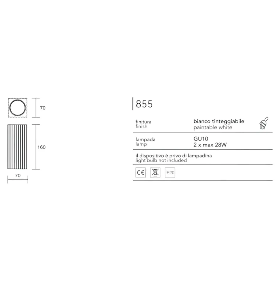 Applique di gesso squadrato bianco rigato isyluce gypsos