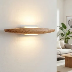 Applique di legno quercia moderna led 17w 3000k fabas luce ribot