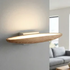 Applique di legno quercia moderna led 17w 3000k fabas luce ribot