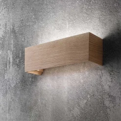 Applique di legno quercia rettangolare fabas luce badia led 16w 3000k