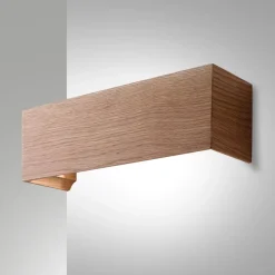 Applique di legno quercia rettangolare fabas luce badia led 16w 3000k