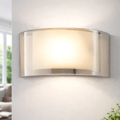 Applique di vetro curvo ambra moderna fabas luce alide