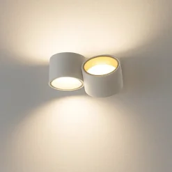 Applique due luci in gesso bianco dettagli ottone nasso sforzin