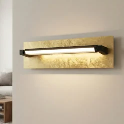 Applique girevole foglia led 12w cct nero oro moderna perenz